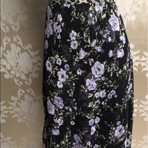 Black and purple floral lined skirt